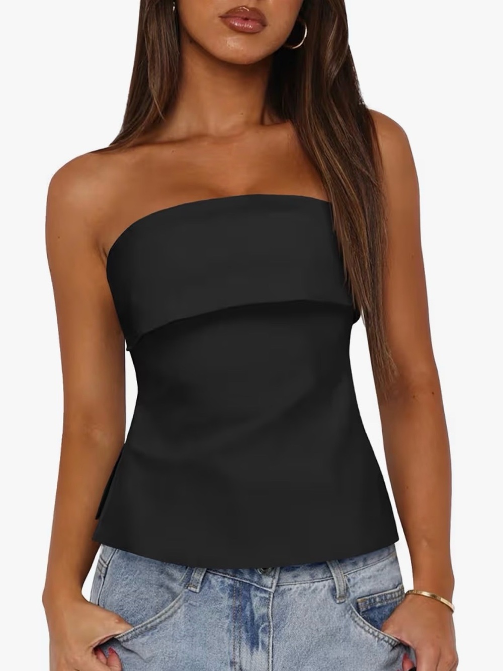 Y2K Long Line Tube Top - black